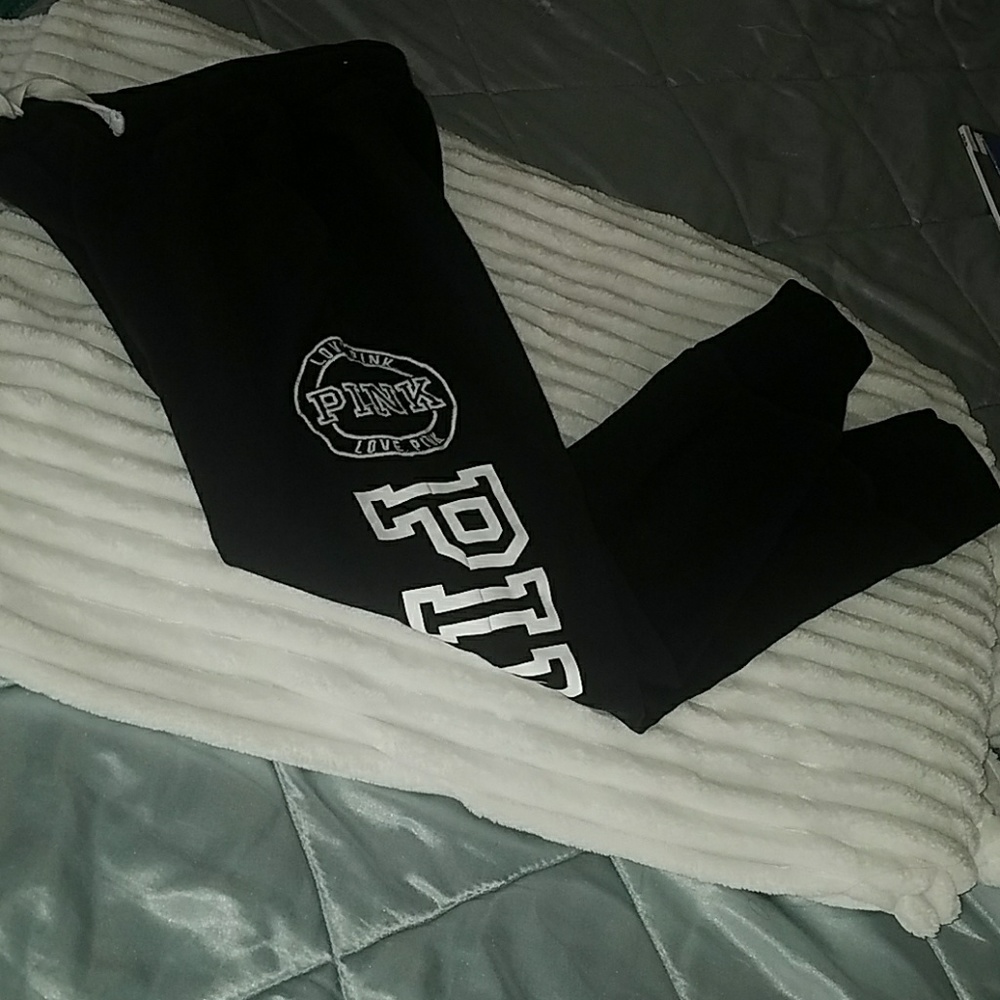 Pink Sz xs blk/white letters down side of pants!